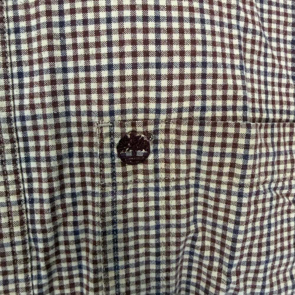 Timberland Mens Brown Gingham Check Long Sleeve Button Down Shirt XL - Picture 3 of 10